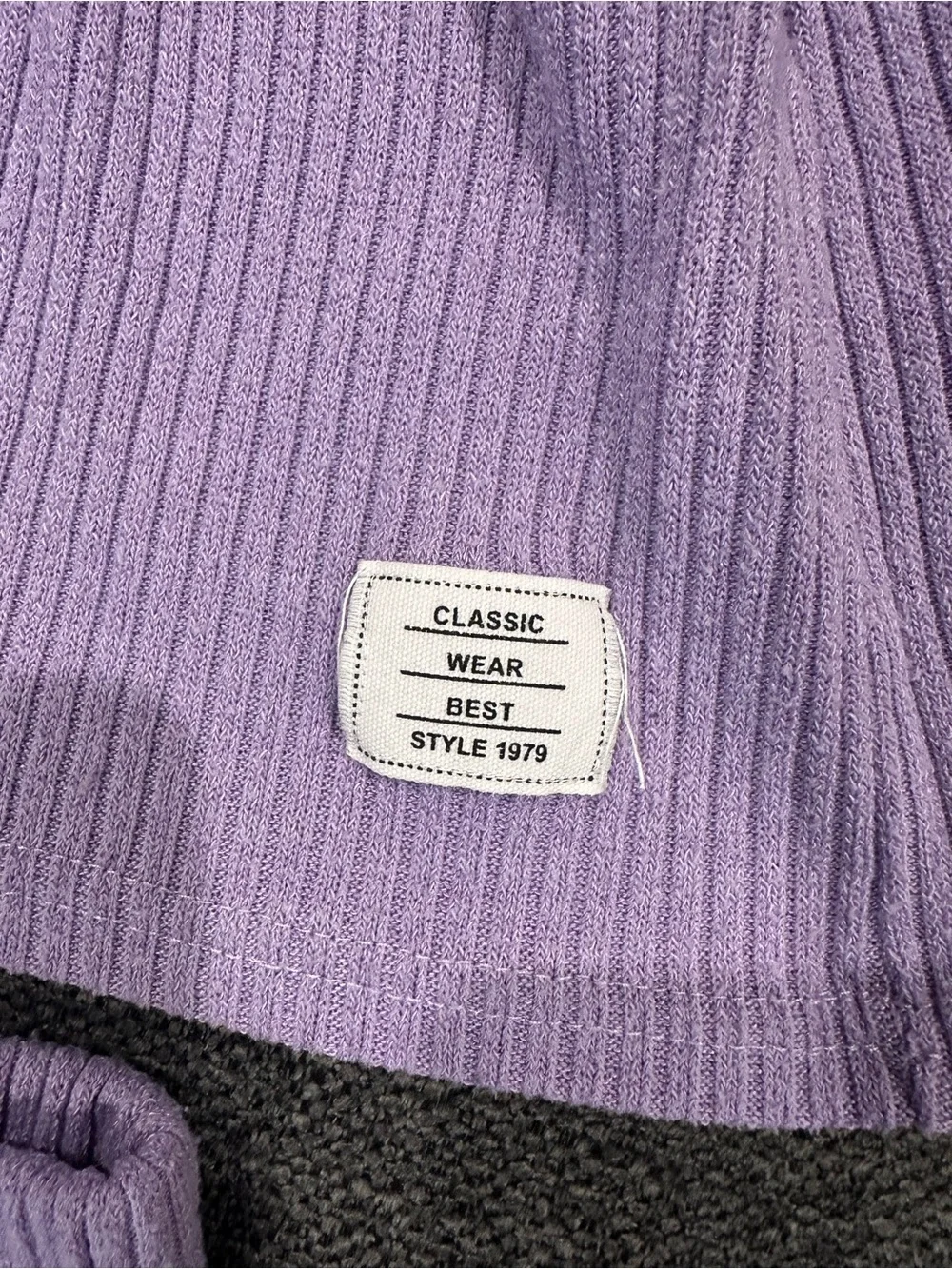 Classic Lavender Ribbed Two-Piece One-Piece Set for Kids